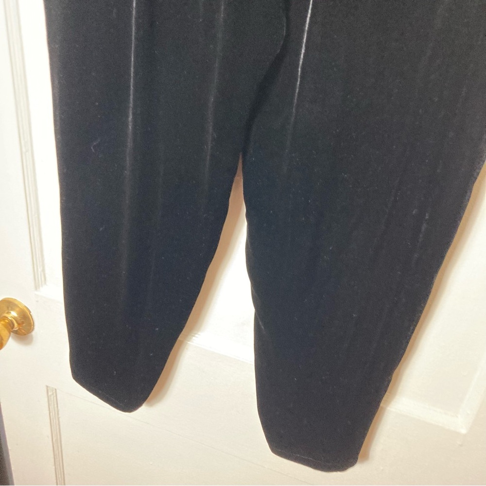 Eileen fisher black velvet pull on taper leg pants womens L rayon silk blend - Picture 8 of 9